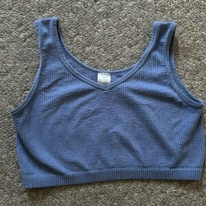 H&M Blue Ribbed Cropped Tank Sports Bra